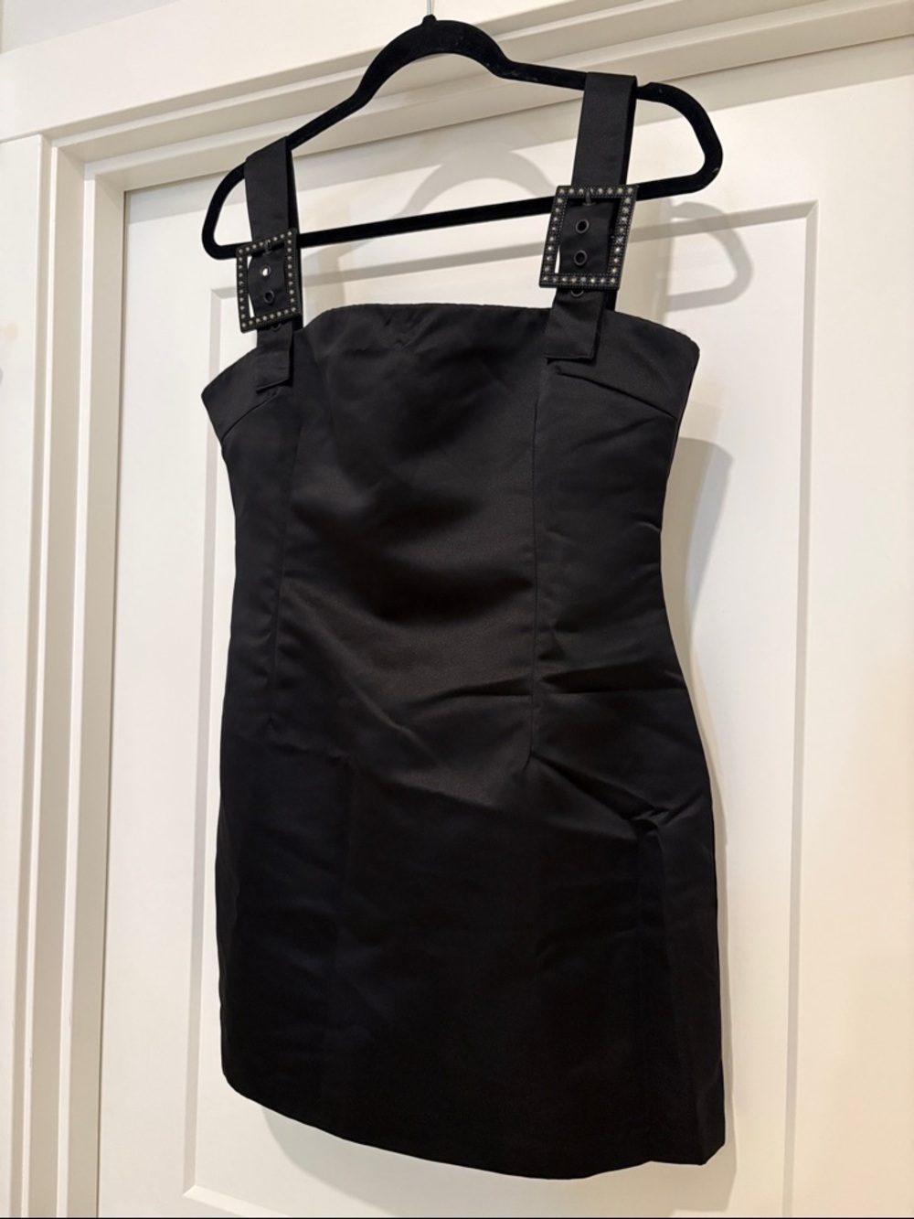 NWT [Cynthia Rowley] Gigi Satin Short Mini Cocktail Dress in Black Women’s 10 - Picture 8 of 14
